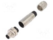 Connector: M12; plug; PIN: 4; male; D code-Ethernet; for cable; IP67 TELEGÄRTNER