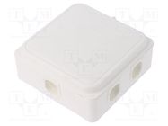 Enclosure: junction box; X: 110mm; Y: 110mm; Z: 49mm; IP65; white 