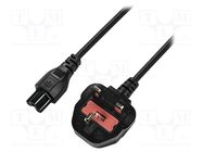 Cable; 3x0.75mm2; BS 1363 (G) plug,IEC C5 female; 1.8m; black LOGILINK
