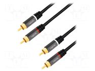 Cable; RCA plug,both sides; 5m; Plating: gold-plated; black; PVC LOGILINK