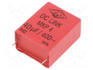 Capacitor: polypropylene; Dim: 20x39.5x31.5mm; 40uF; 400V; THT WIMA