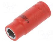 Socket; 6-angles,insulated,socket spanner; HEX 8mm; 1/4" WIHA