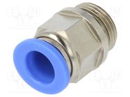 Push-in fitting; straight; -0.95÷15bar; nickel plated brass PNEUMAT