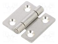 Hinge; Width: 30mm; stainless steel; H: 30mm; Holes pitch: 18/18mm ELESA+GANTER