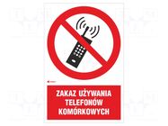 Safety sign; prohibitory; self-adhesive folie; W: 200mm; H: 300mm ANRO