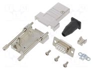 Connector: D-Sub; PIN: 9; plug; female; soldering; for cable; white ENCITECH