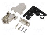 Connector: D-Sub; PIN: 15; plug; female; soldering; for cable; white ENCITECH