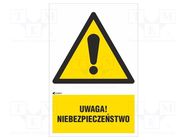 Safety sign; warning; PVC; W: 200mm; H: 300mm ANRO