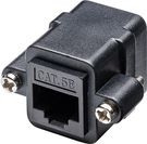 RJ45 Mounting Adapter with Mounting Flange, black - 2x RJ45 female (8P8C)
