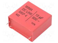 Capacitor: polypropylene; Dim: 20x39.5x41.5mm; 15uF; 900V; THT WIMA