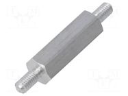 Screwed spacer sleeve; 18mm; Ext.thread: M3; hexagonal; aluminium DREMEC