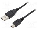 Cable; USB 2.0; USB A plug,USB B mini plug; nickel plated; 1m DIGITUS