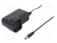 Power supply: switching; mains,plug; 6VDC; 1A; 6W; Out: 5,5/2,1 MEAN WELL