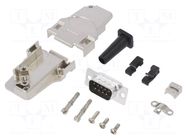 Connector: D-Sub; PIN: 9; male; angled 45°; soldering; for cable AMPHENOL COMMUNICATIONS SOLUTIONS