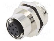 Connector: M12; socket; PIN: 8; female; 125V; vertical; IPX7; THT ATTEND