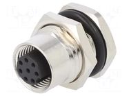 Connector: M12; socket; PIN: 8; female; 125V; vertical; IPX7; THT ATTEND