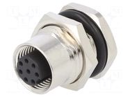 Connector: M12; socket; PIN: 8; female; 125V; vertical; IPX7; THT ATTEND