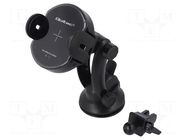 Car holder; black; for windscreen; USB A,USB C; 15W; Iin: 2A; 1.2m QOLTEC