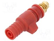 Laboratory clamp; red; 32A; screw; 53mm; Thread: M5; brass POMONA