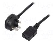 Cable; 3x1.5mm2; BS 1363 (G) plug,IEC C19 female; PVC; 2m; black LIAN DUNG