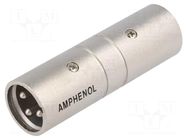 Coupler; XLR male,both sides; PIN: 3; silver; straight AMPHENOL