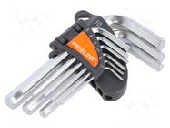 Wrench-set; hex key; Chrom-vanadium steel; 9pcs. PROLINE