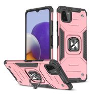 Wozinsky Ring Armor Case Kickstand Tough Rugged Cover for Samsung Galaxy A22 4G pink, Wozinsky