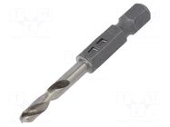 Drill bit; for metal; Ø: 4mm; L: 53mm; Working part len: 20mm; 1/4" WOLFCRAFT
