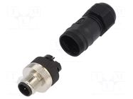 Connector: M12; plug; PIN: 4; male; 125V; straight; IP67; for cable LUTRONIC