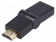 Adapter; HDMI plug,HDMI plug movable ±90°; HDMI 1.4; black AKYGA