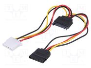 Cable: mains SATA; Molex female,SATA male,SATA female; 0.15m AKYGA