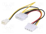 Cable: mains; 12V 3pin male x2,Molex male,Molex female; 0.15m AKYGA