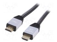 Cable; HDMI plug,both sides; textile; 10m; black; HDMI 2.0 AKYGA
