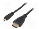 Cable; HDMI 1.4; HDMI plug,micro HDMI plug; 1.5m; black AKYGA