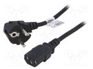 Cable; 3x0.75mm2; CEE 7/7 (E/F) plug angled,IEC C13 female; PVC AKYGA