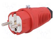 Connector: AC supply; male; plug; 2P+PE; 250VAC; 16A; Colour: red PCE