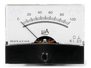 Ammeter; on panel; I DC: 0÷100uA; Class: 2; Int.resist: 1kΩ; Ø37.5mm MONACOR
