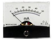 Ammeter; on panel; I DC: 0÷50mA; Class: 2; Int.resist: 1.2Ω; Ø37.5mm MONACOR