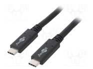 Cable; USB 3.2; USB C plug,both sides; 0.5m; black; 20Gbps; 100W Goobay