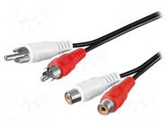 Cable; RCA socket x2,RCA plug x2; 10m; Plating: nickel plated Goobay