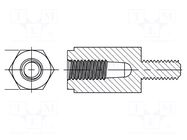 Spacer sleeve; hexagonal; polyamide 66; M4; M4; L: 15mm; black DREMEC