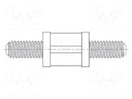 Spacer sleeve; cylindrical; polyamide 66; UNC6-32; 9.5mm; natural DREMEC