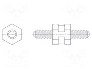 Spacer sleeve; hexagonal; polyamide 66; M3; L: 25mm; black; UL94HB DREMEC