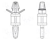 PCB distance; polyamide 66; L: 16mm; latch/latch; natural; UL94V-0 DREMEC