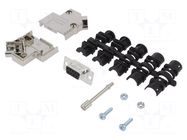 Connector: D-Sub; PIN: 9; female; angled 45°; soldering; for cable AMPHENOL COMMUNICATIONS SOLUTIONS