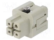 Connector: HDC; contact insert; female; DA; PIN: 4; 3+PE; size D3A DEGSON ELECTRONICS