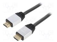 Cable; HDMI 2.0; HDMI plug,both sides; textile; 1.5m; black AKYGA