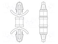 PCB distance; polyamide 66; L: 11.1mm; latch/latch; black; UL94V-2 DREMEC