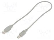 Cable; USB 2.0; USB A plug,USB B plug; 0.5m; black QOLTEC