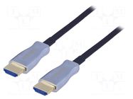 Cable; HDMI plug,both sides; HDMI 2.0,optical; 20m; black; silver QOLTEC